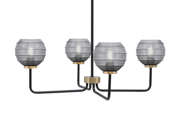 Toltec Lighting - 6204-MBNAB-5112 - Four Light Chandelier - Sandia - Matte Black & New Age Brass