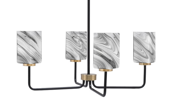 Toltec Lighting - 6204-MBNAB-549 - Four Light Chandelier - Sandia - Matte Black & New Age Brass