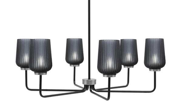 Toltec Lighting - 6206-MBGP-4252 - Six Light Chandelier - Sandia - Matte Black & Graphite