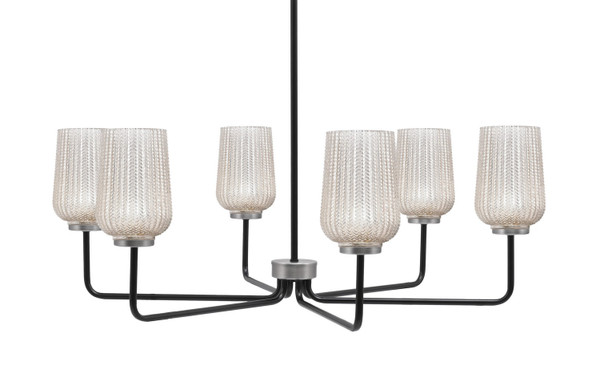 Toltec Lighting - 6206-MBGP-4253 - Six Light Chandelier - Sandia - Matte Black & Graphite