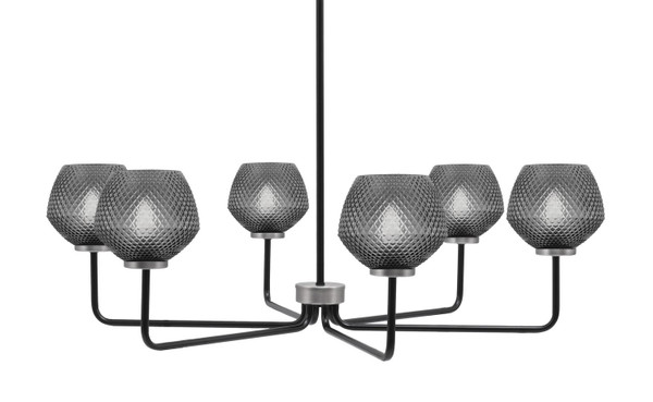 Toltec Lighting - 6206-MBGP-4622 - Six Light Chandelier - Sandia - Matte Black & Graphite