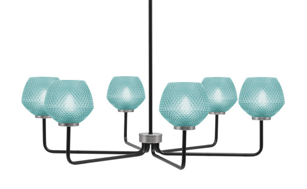 Toltec Lighting - 6206-MBGP-4625 - Six Light Chandelier - Sandia - Matte Black & Graphite