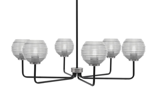 Toltec Lighting - 6206-MBGP-5110 - Six Light Chandelier - Sandia - Matte Black & Graphite