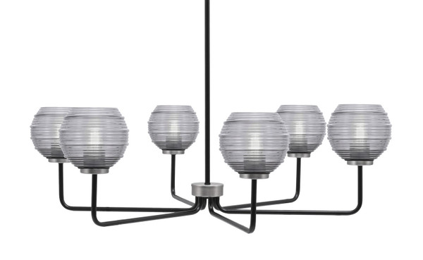 Toltec Lighting - 6206-MBGP-5112 - Six Light Chandelier - Sandia - Matte Black & Graphite