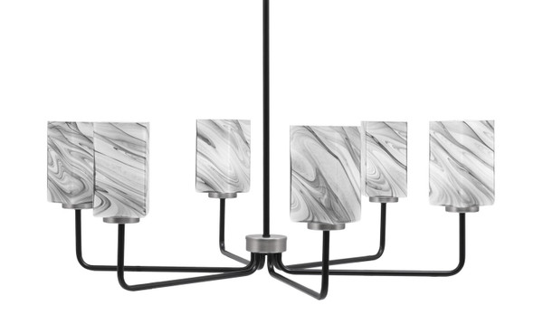 Toltec Lighting - 6206-MBGP-549 - Six Light Chandelier - Sandia - Matte Black & Graphite