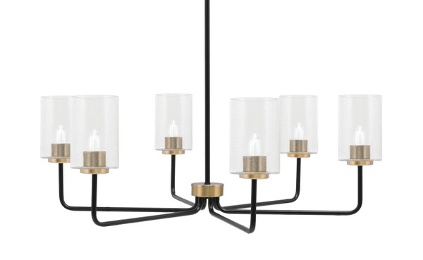 Toltec Lighting - 6206-MBNAB-300 - Six Light Chandelier - Sandia - Matte Black & New Age Brass
