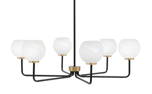 Toltec Lighting - 6206-MBNAB-4101 - Six Light Chandelier - Sandia - Matte Black & New Age Brass