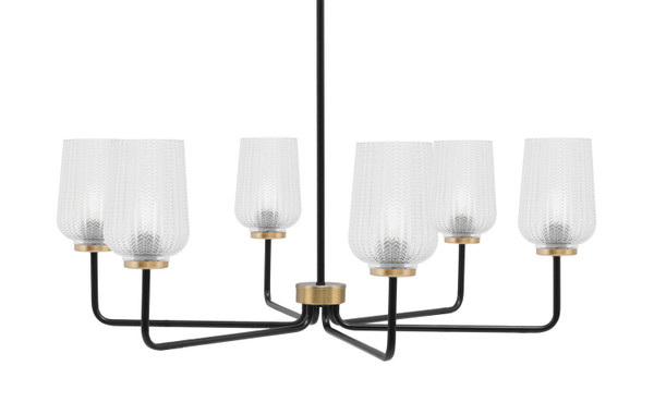 Toltec Lighting - 6206-MBNAB-4250 - Six Light Chandelier - Sandia - Matte Black & New Age Brass