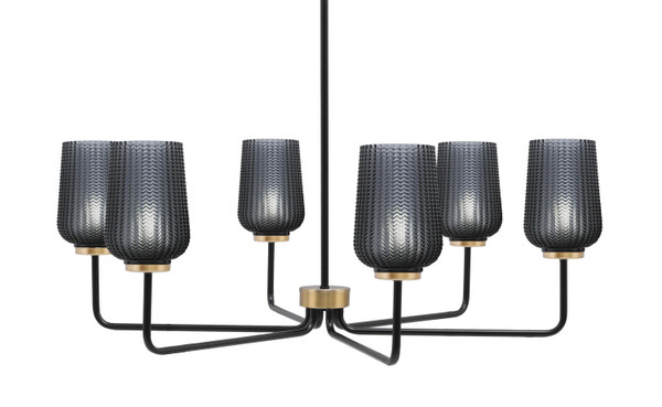 Toltec Lighting - 6206-MBNAB-4252 - Six Light Chandelier - Sandia - Matte Black & New Age Brass