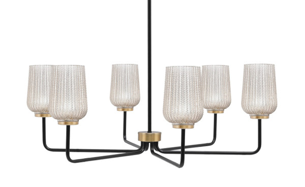 Toltec Lighting - 6206-MBNAB-4253 - Six Light Chandelier - Sandia - Matte Black & New Age Brass