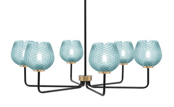 Toltec Lighting - 6206-MBNAB-4605 - Six Light Chandelier - Sandia - Matte Black & New Age Brass