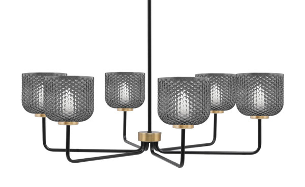 Toltec Lighting - 6206-MBNAB-4612 - Six Light Chandelier - Sandia - Matte Black & New Age Brass