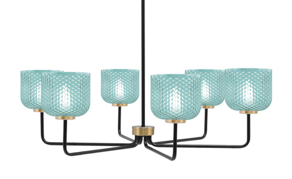 Toltec Lighting - 6206-MBNAB-4615 - Six Light Chandelier - Sandia - Matte Black & New Age Brass
