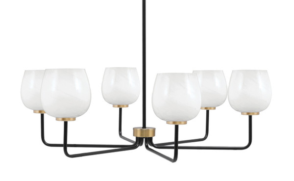 Toltec Lighting - 6206-MBNAB-4811 - Six Light Chandelier - Sandia - Matte Black & New Age Brass