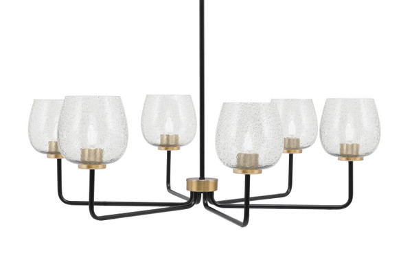 Toltec Lighting - 6206-MBNAB-4812 - Six Light Chandelier - Sandia - Matte Black & New Age Brass