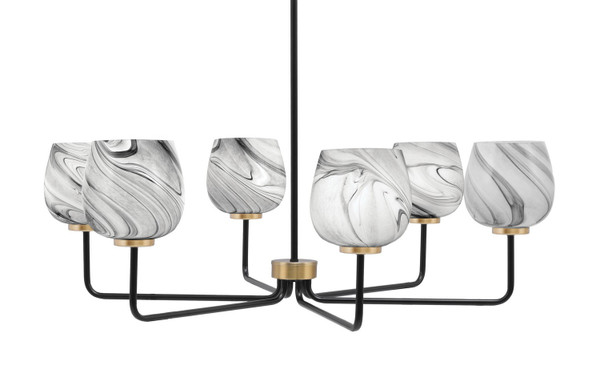 Toltec Lighting - 6206-MBNAB-4819 - Six Light Chandelier - Sandia - Matte Black & New Age Brass