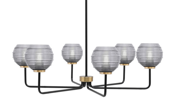 Toltec Lighting - 6206-MBNAB-5112 - Six Light Chandelier - Sandia - Matte Black & New Age Brass