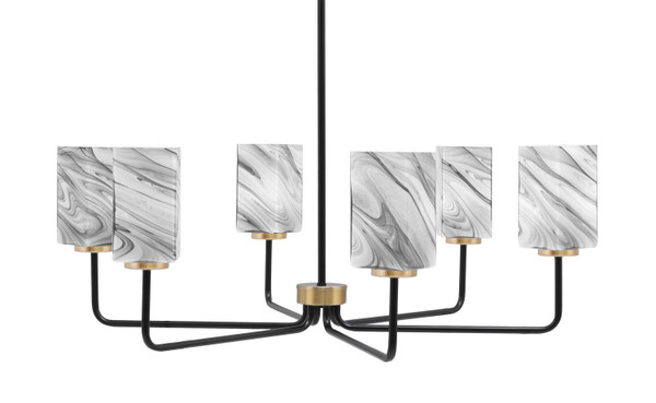Toltec Lighting - 6206-MBNAB-549 - Six Light Chandelier - Sandia - Matte Black & New Age Brass