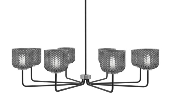 Toltec Lighting - 6208-MBGP-4612 - Eight Light Chandelier - Sandia - Matte Black & Graphite
