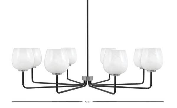Toltec Lighting - 6208-MBGP-4811 - Eight Light Chandelier - Sandia - Matte Black & Graphite