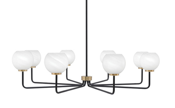 Toltec Lighting - 6208-MBNAB-4101 - Eight Light Chandelier - Sandia - Matte Black & New Age Brass