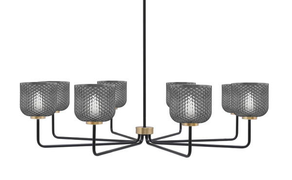 Toltec Lighting - 6208-MBNAB-4612 - Eight Light Chandelier - Sandia - Matte Black & New Age Brass