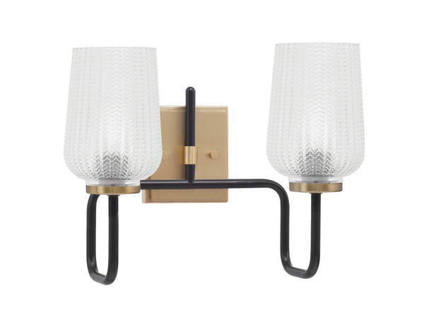Toltec Lighting - 6222-MBNAB-4250 - Two Light Bath Bar - Sandia - Matte Black & New Age Brass