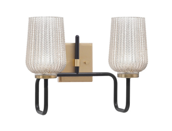 Toltec Lighting - 6222-MBNAB-4253 - Two Light Bath Bar - Sandia - Matte Black & New Age Brass