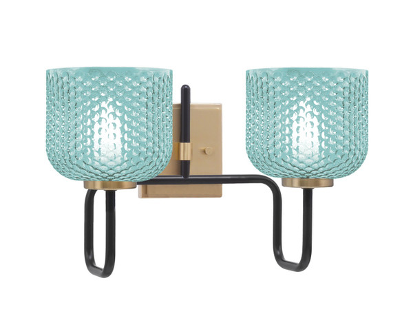 Toltec Lighting - 6222-MBNAB-4615 - Two Light Bath Bar - Sandia - Matte Black & New Age Brass