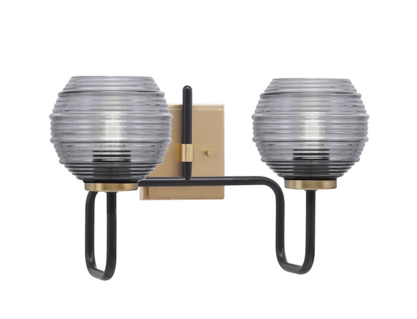 Toltec Lighting - 6222-MBNAB-5112 - Two Light Bath Bar - Sandia - Matte Black & New Age Brass