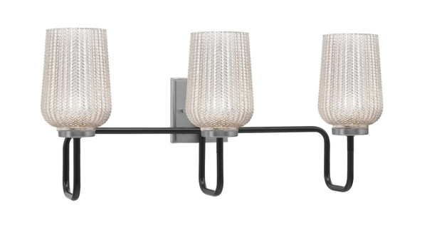 Toltec Lighting - 6223-MBGP-4253 - Three Light Bath Bar - Sandia - Matte Black & Graphite