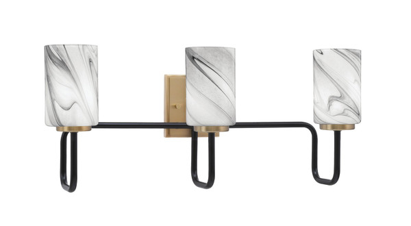 Toltec Lighting - 6223-MBNAB-3009 - Three Light Bath Bar - Sandia - Matte Black & New Age Brass