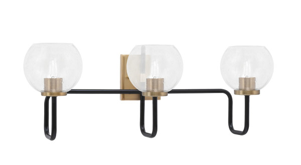 Toltec Lighting - 6223-MBNAB-4100 - Three Light Bath Bar - Sandia - Matte Black & New Age Brass