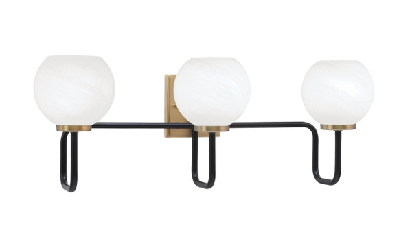 Toltec Lighting - 6223-MBNAB-4101 - Three Light Bath Bar - Sandia - Matte Black & New Age Brass