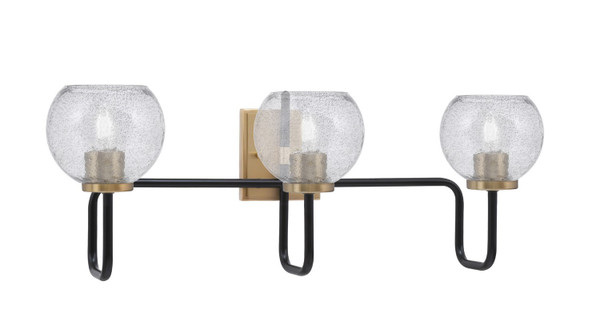 Toltec Lighting - 6223-MBNAB-4102 - Three Light Bath Bar - Sandia - Matte Black & New Age Brass
