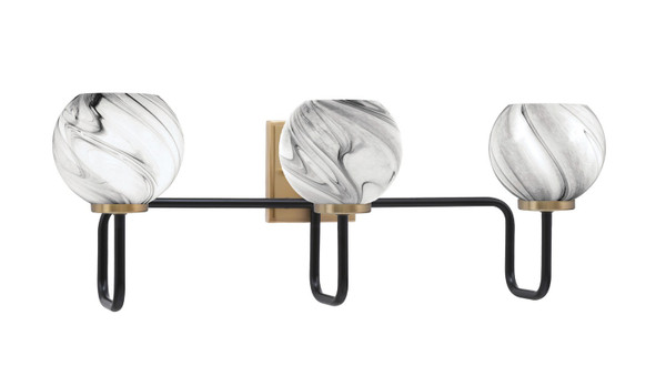 Toltec Lighting - 6223-MBNAB-4109 - Three Light Bath Bar - Sandia - Matte Black & New Age Brass