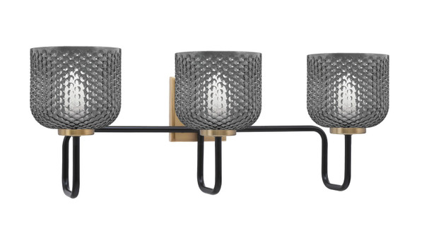 Toltec Lighting - 6223-MBNAB-4612 - Three Light Bath Bar - Sandia - Matte Black & New Age Brass