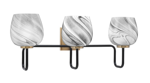 Toltec Lighting - 6223-MBNAB-4819 - Three Light Bath Bar - Sandia - Matte Black & New Age Brass