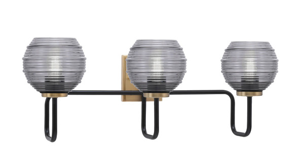 Toltec Lighting - 6223-MBNAB-5112 - Three Light Bath Bar - Sandia - Matte Black & New Age Brass