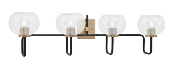 Toltec Lighting - 6224-MBNAB-202 - Four Light Bath Bar - Sandia - Matte Black & New Age Brass