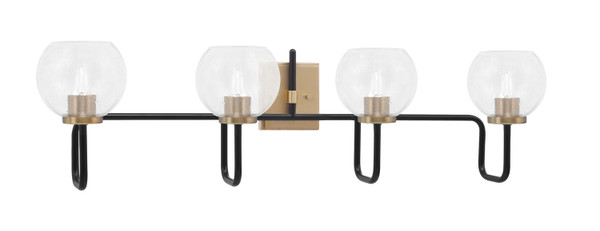 Toltec Lighting - 6224-MBNAB-4100 - Four Light Bath Bar - Sandia - Matte Black & New Age Brass