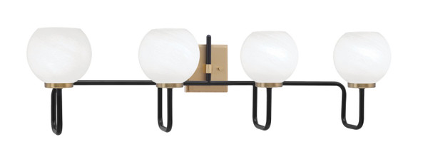 Toltec Lighting - 6224-MBNAB-4101 - Four Light Bath Bar - Sandia - Matte Black & New Age Brass