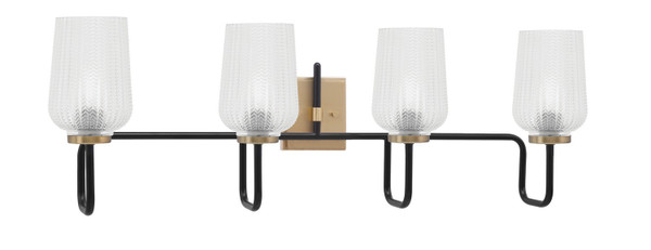 Toltec Lighting - 6224-MBNAB-4250 - Four Light Bath Bar - Sandia - Matte Black & New Age Brass
