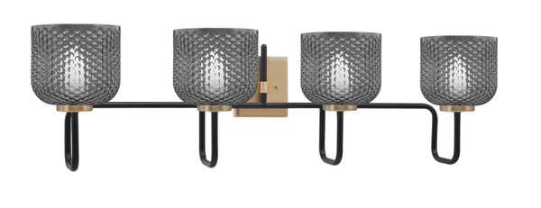 Toltec Lighting - 6224-MBNAB-4612 - Four Light Bath Bar - Sandia - Matte Black & New Age Brass
