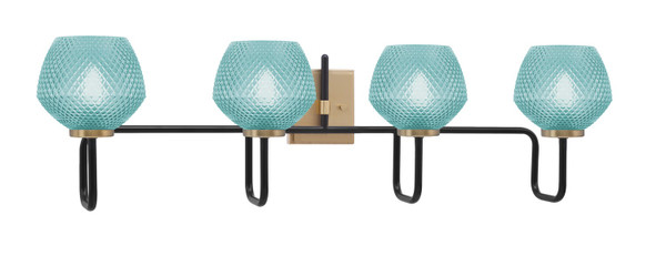 Toltec Lighting - 6224-MBNAB-4625 - Four Light Bath Bar - Sandia - Matte Black & New Age Brass