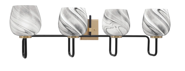Toltec Lighting - 6224-MBNAB-4819 - Four Light Bath Bar - Sandia - Matte Black & New Age Brass