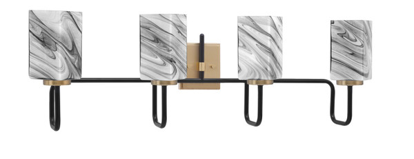Toltec Lighting - 6224-MBNAB-549 - Four Light Bath Bar - Sandia - Matte Black & New Age Brass