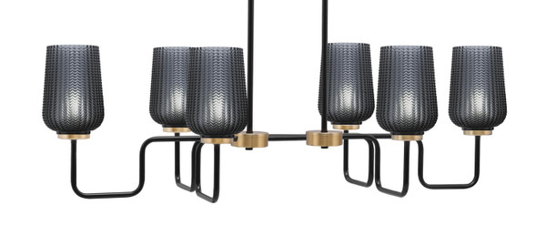 Toltec Lighting - 6236-MBNAB-4252 - Six Light Bar - Sandia - Matte Black & New Age Brass