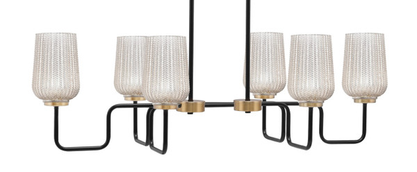 Toltec Lighting - 6236-MBNAB-4253 - Six Light Bar - Sandia - Matte Black & New Age Brass