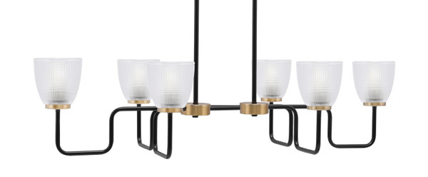 Toltec Lighting - 6236-MBNAB-500 - Six Light Bar - Sandia - Matte Black & New Age Brass